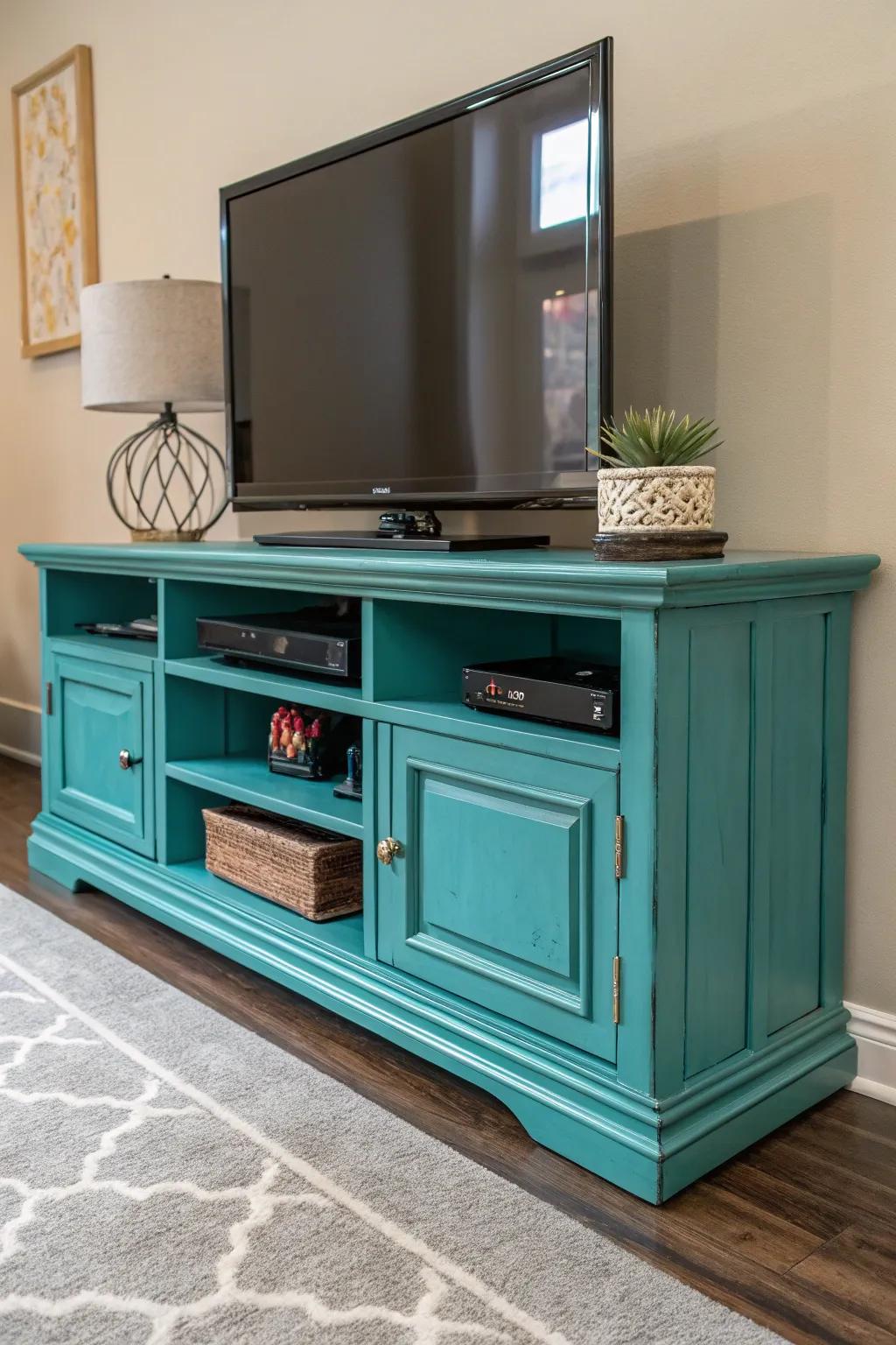 Elevate your living space with a pop of color and craftsmanship.