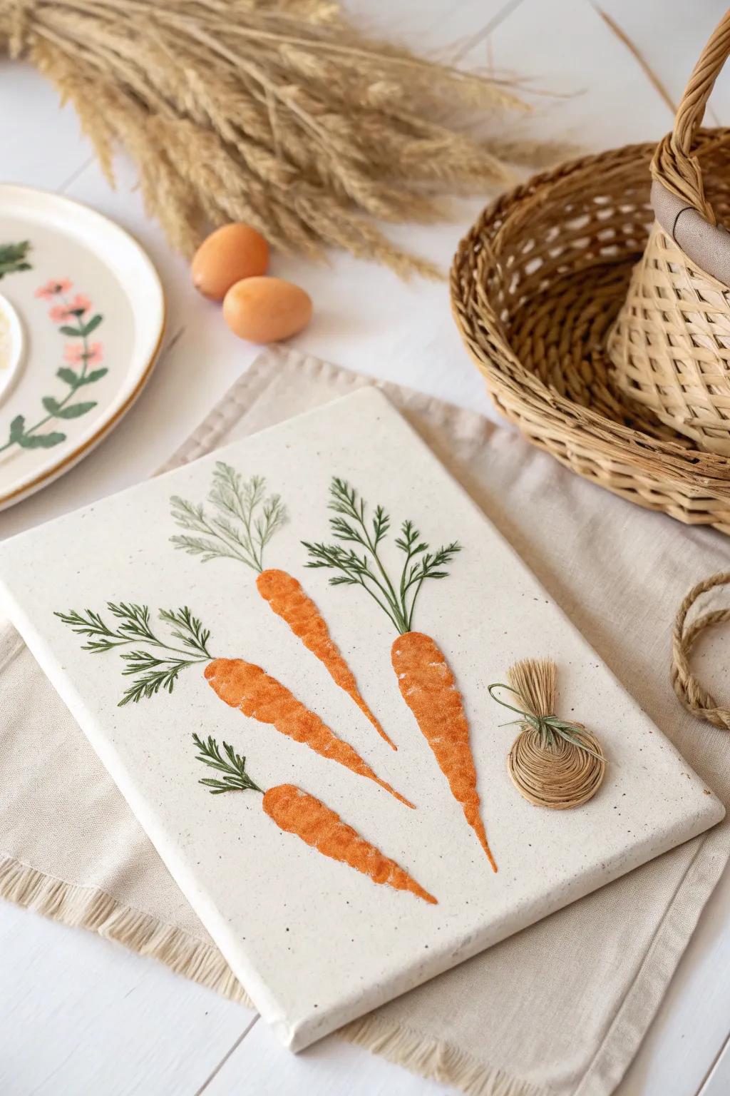 Charming Fingerprint Carrots: A Touch of Easter Magic for Your Table.