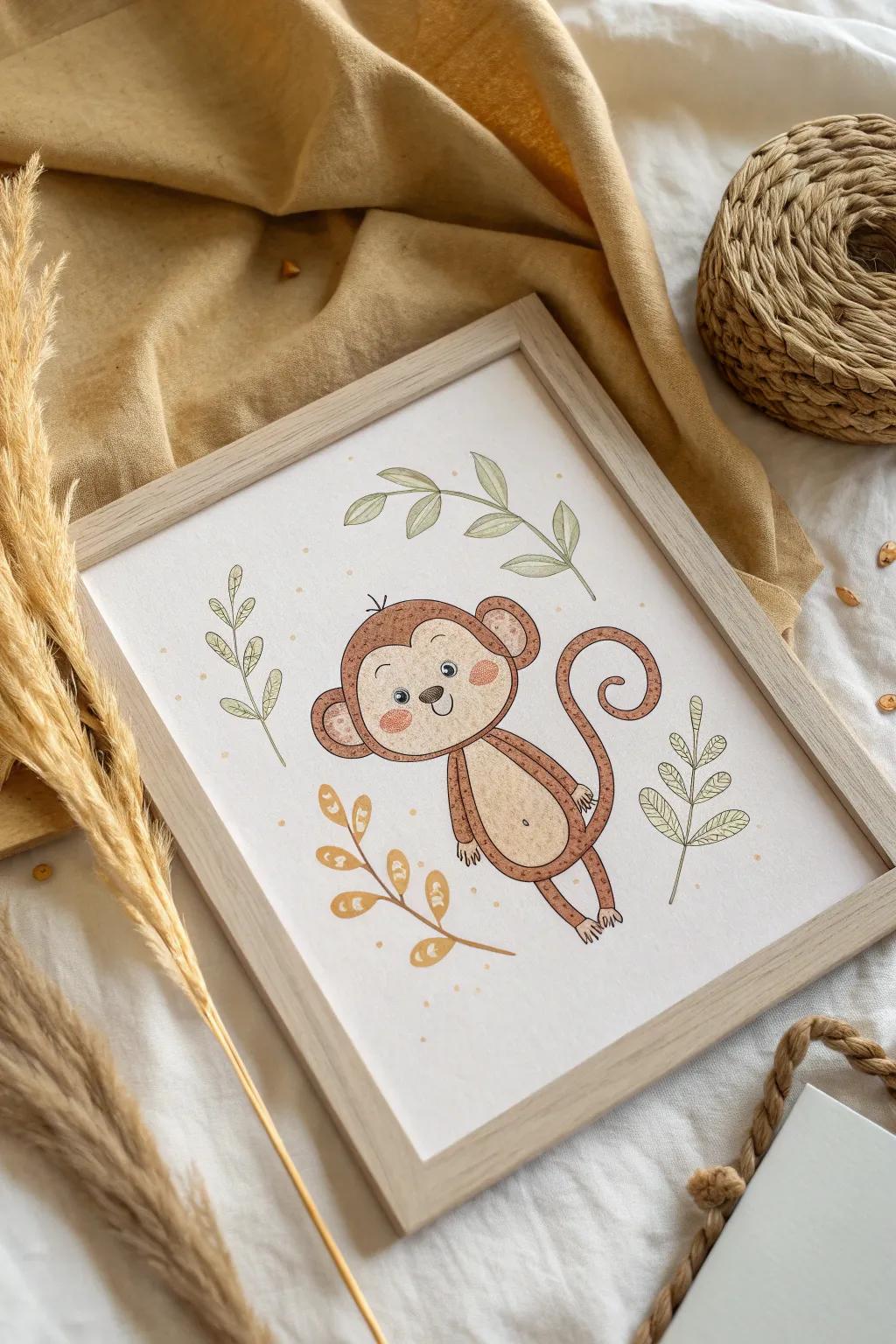 Embrace joy and simplicity with this playful merry monkey design, perfect for adding a touch of whimsy to any creative space.