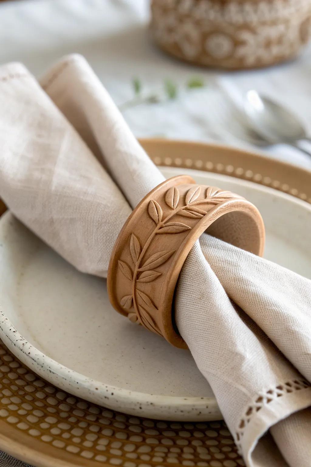 Elevate your table setting with these stunning handcrafted clay napkin rings - a perfect blend of minimalist and Boho charm.