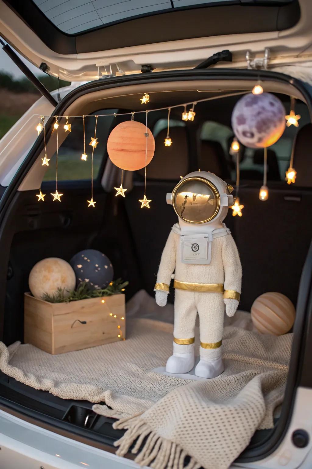 Embark on a Space Odyssey with minimalist charm—where boho meets the cosmos in an enchanting glow.