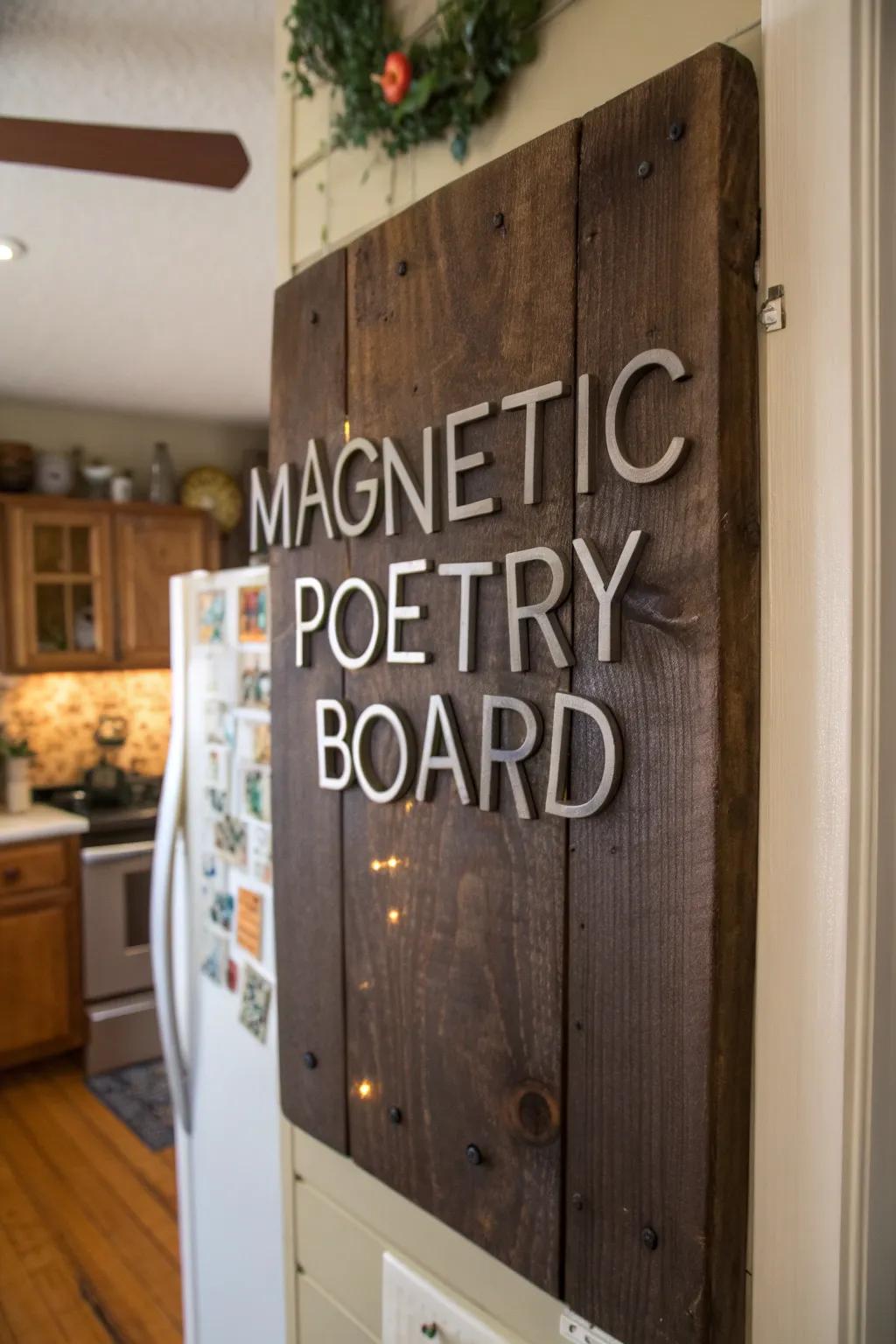 Hide and Inspire: Transform your electrical panel with a magnetic poetry board that sparks creativity and charm.