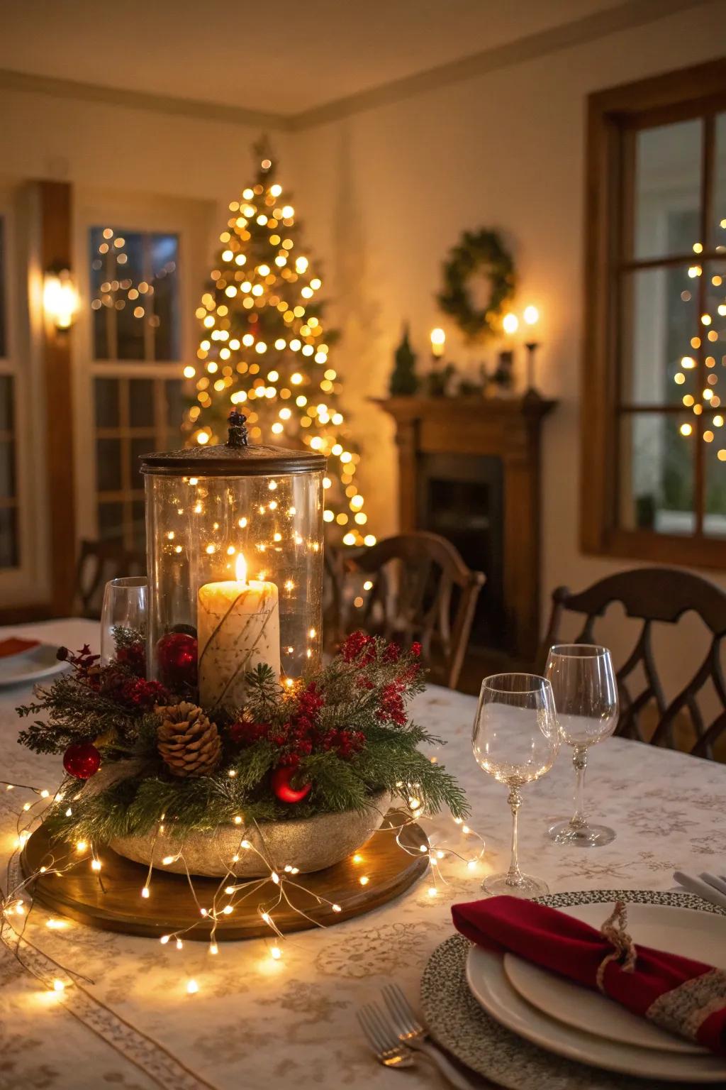 Fairy lights add a magical twinkle to your table setting.