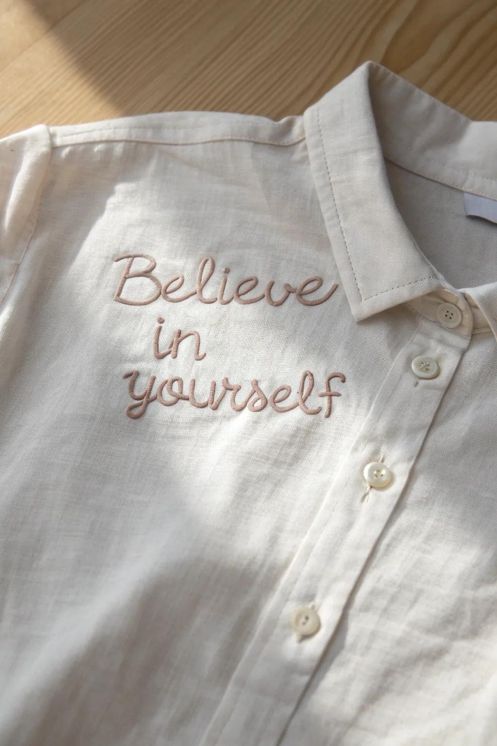 Embrace positivity every day with minimalist embroidery that inspires.