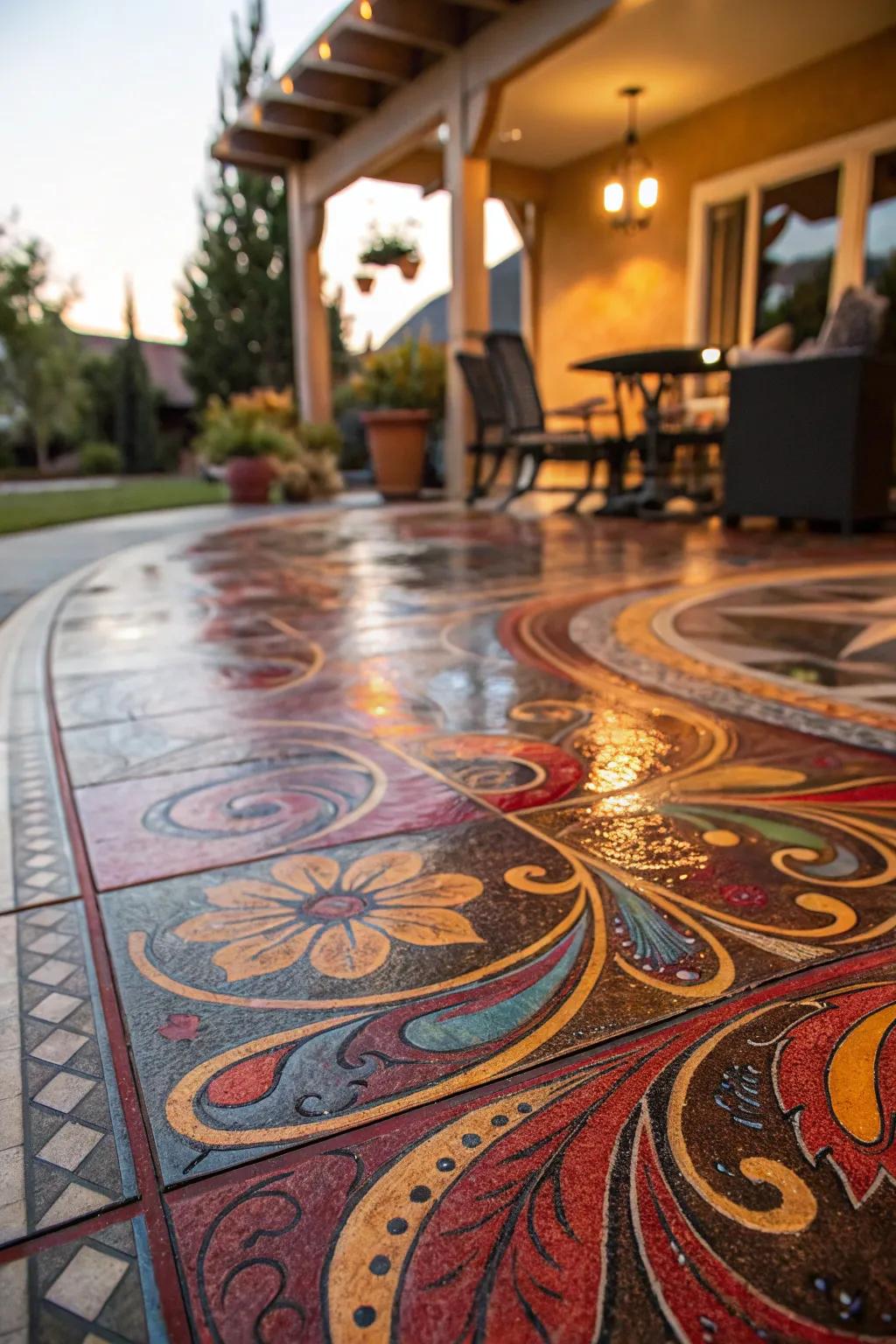 Transform your patio into a masterpiece with artistic epoxy inlays.