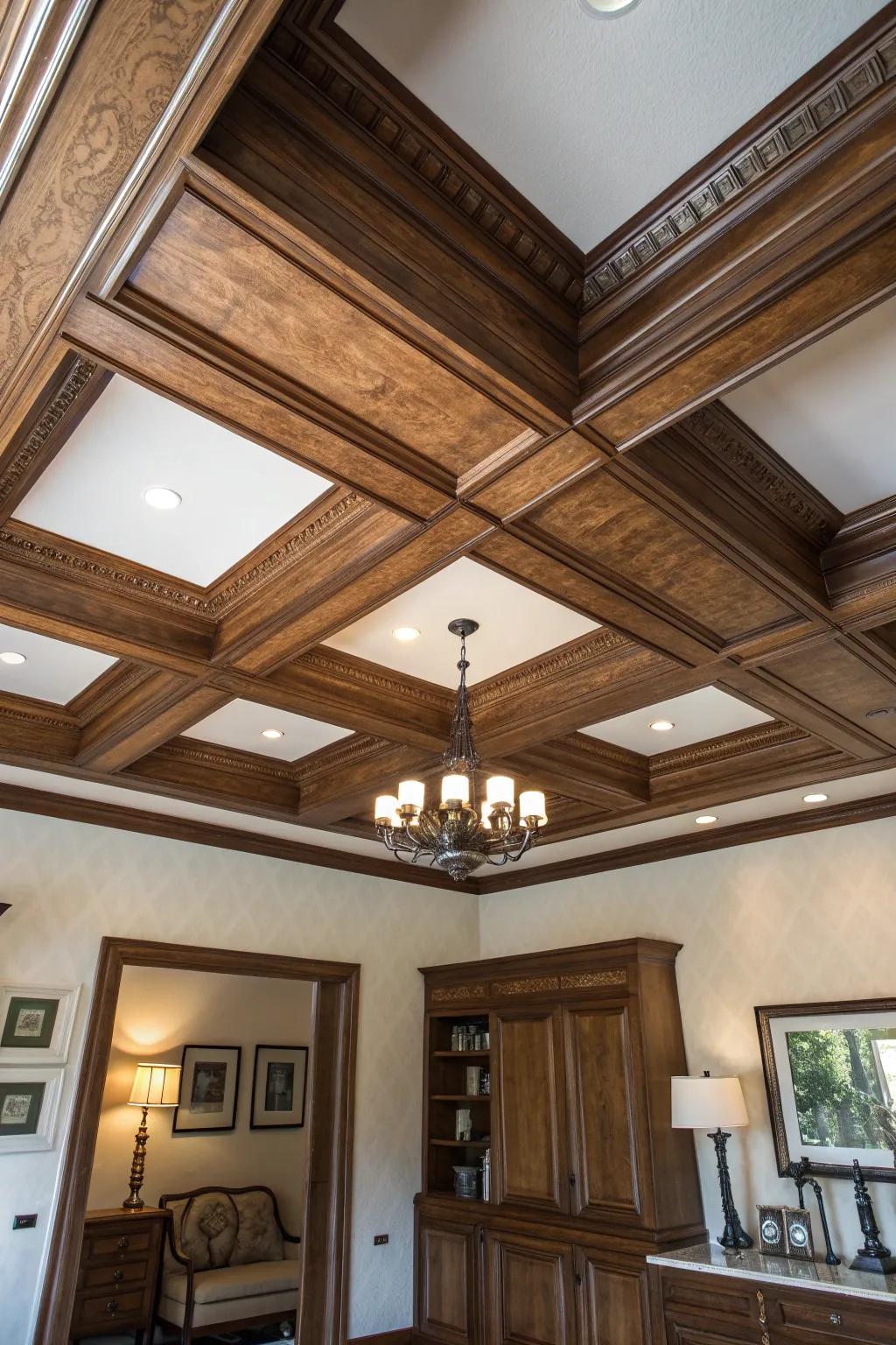 Transform your space with the timeless elegance of a coffered ceiling.