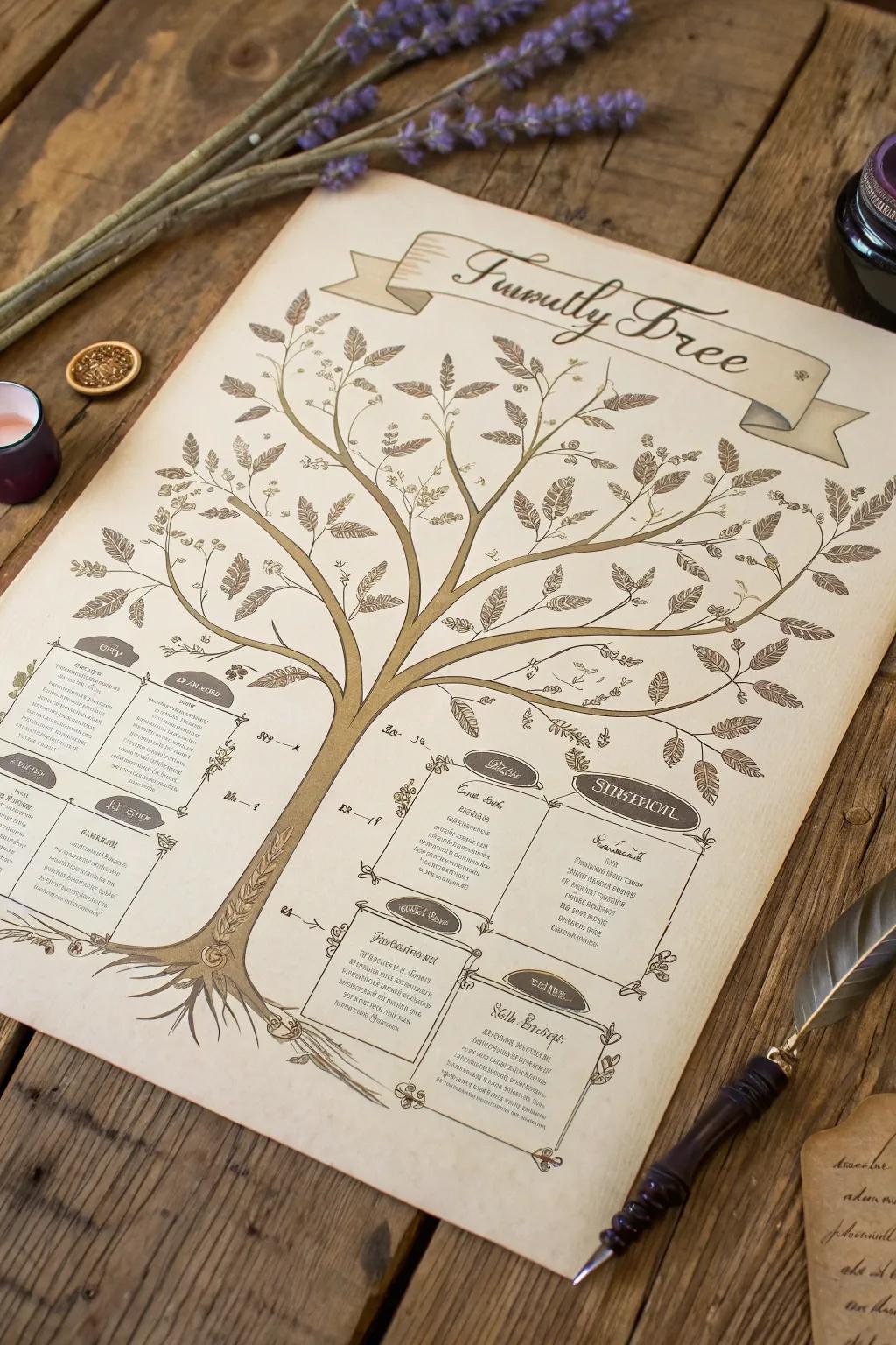Embrace the charm of the past with a vintage-style family tree poster, perfect for those who value simplicity and craftsmanship.