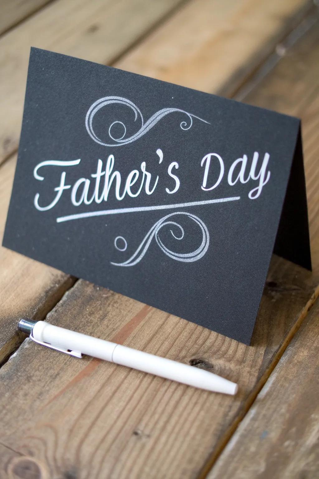 Celebrate Dad with a timeless chalkboard-inspired card, handcrafted with love.