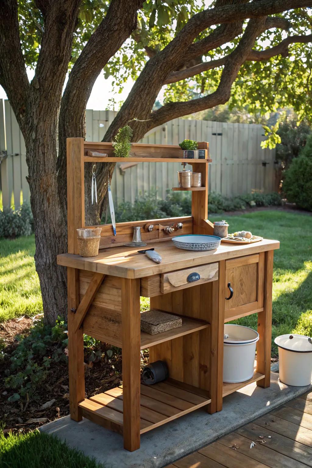 Master the art of fish cleaning in style with a handcrafted backyard station that blends functionality and aesthetics.