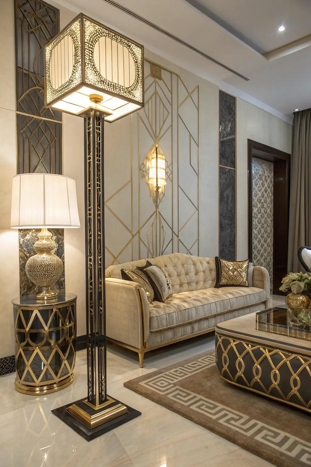 Introduce glamour to your space with an Art Deco-inspired floor lamp.