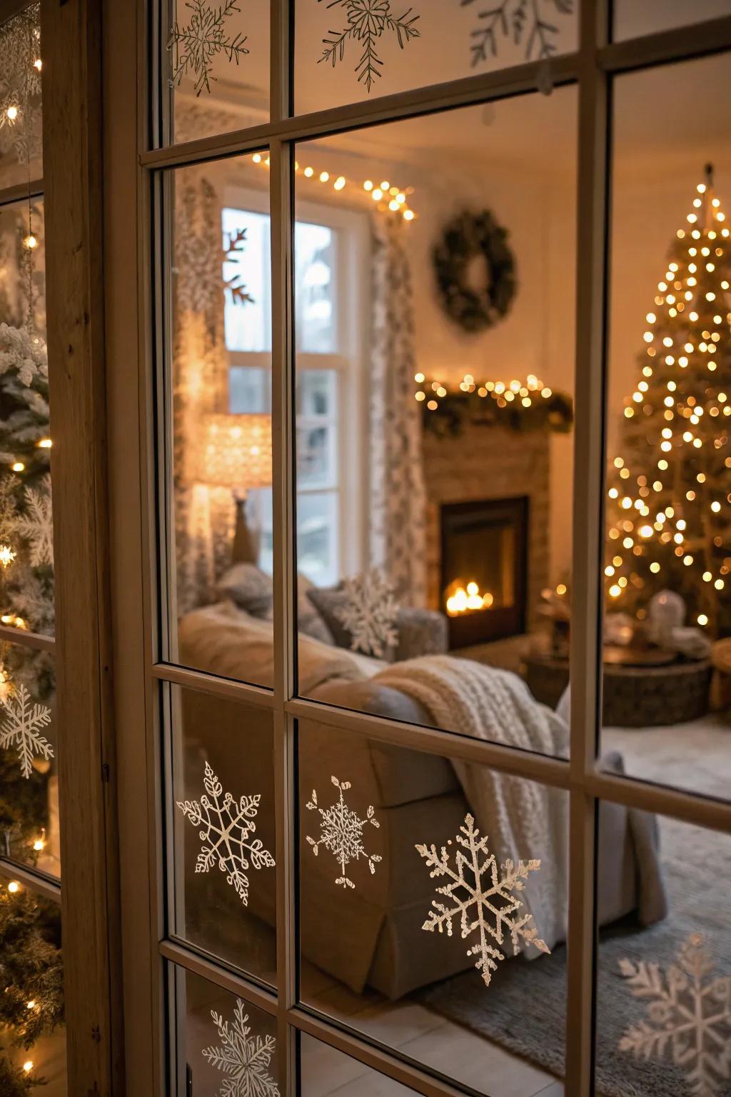 Celebrate the seasons with themed frosted window designs.