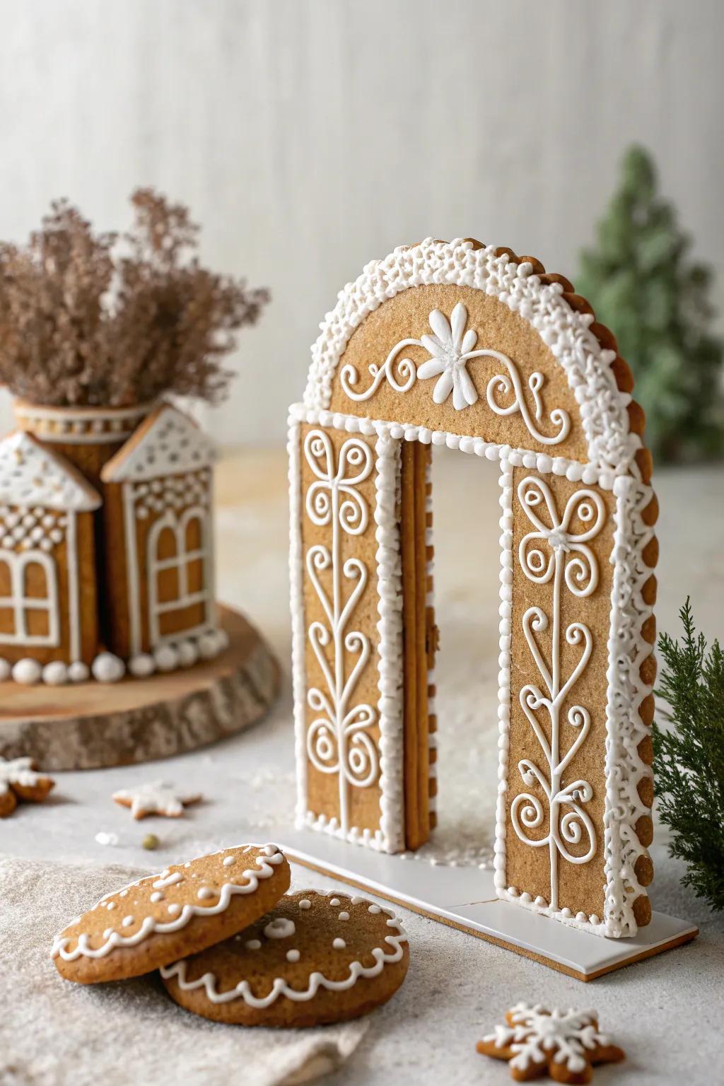Step into a sugary kingdom through intricately iced gingerbread gates!