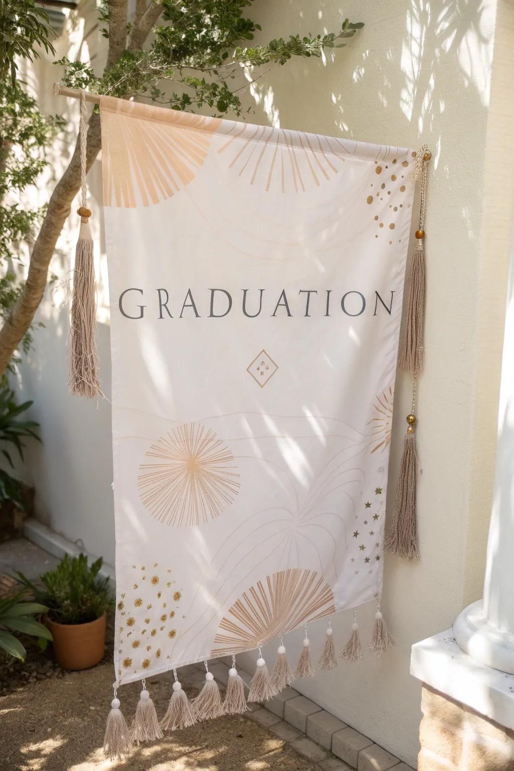 Celebrate success with a touch of elegance: A minimalist graduation banner that speaks volumes.
