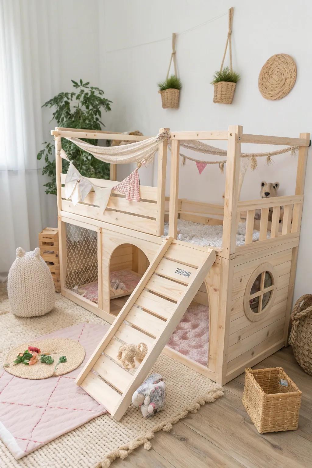 Transform your guinea pig's space with a modular playground that blends Scandinavian minimalism and boho charm.