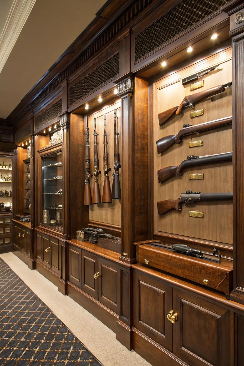 Elevate your storage with a handcrafted gun room that combines elegance and precision.