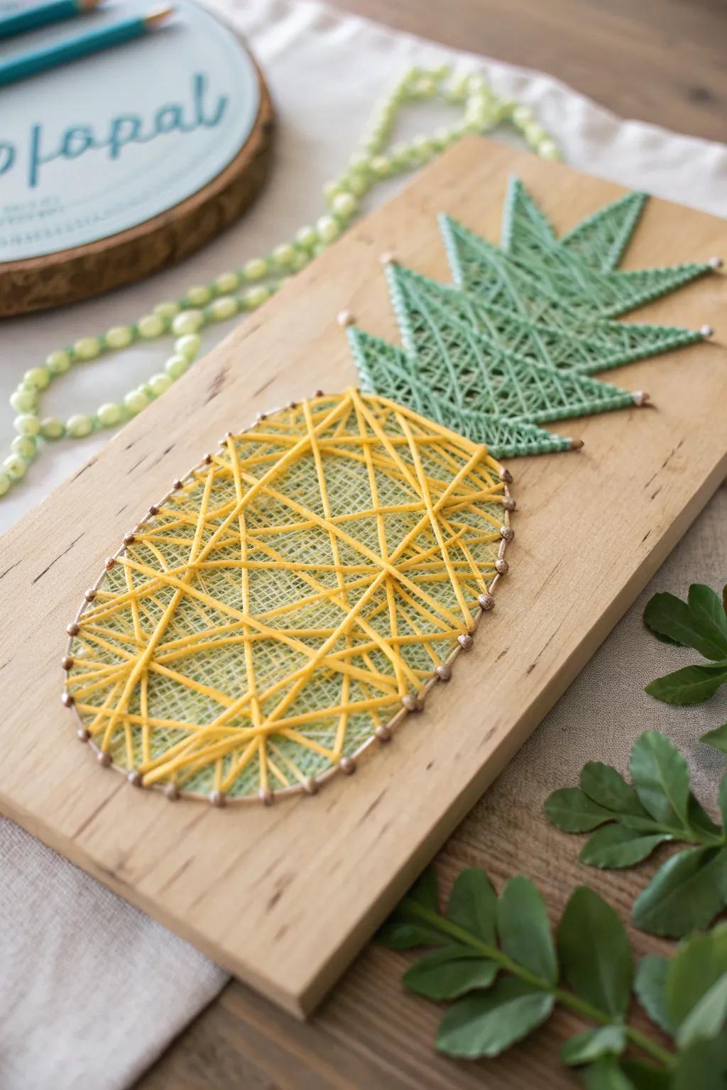 Add a splash of tropical charm to your décor with this stunning pineapple string art! 🍍✨ #ScandinavianBoho #DIYDecor