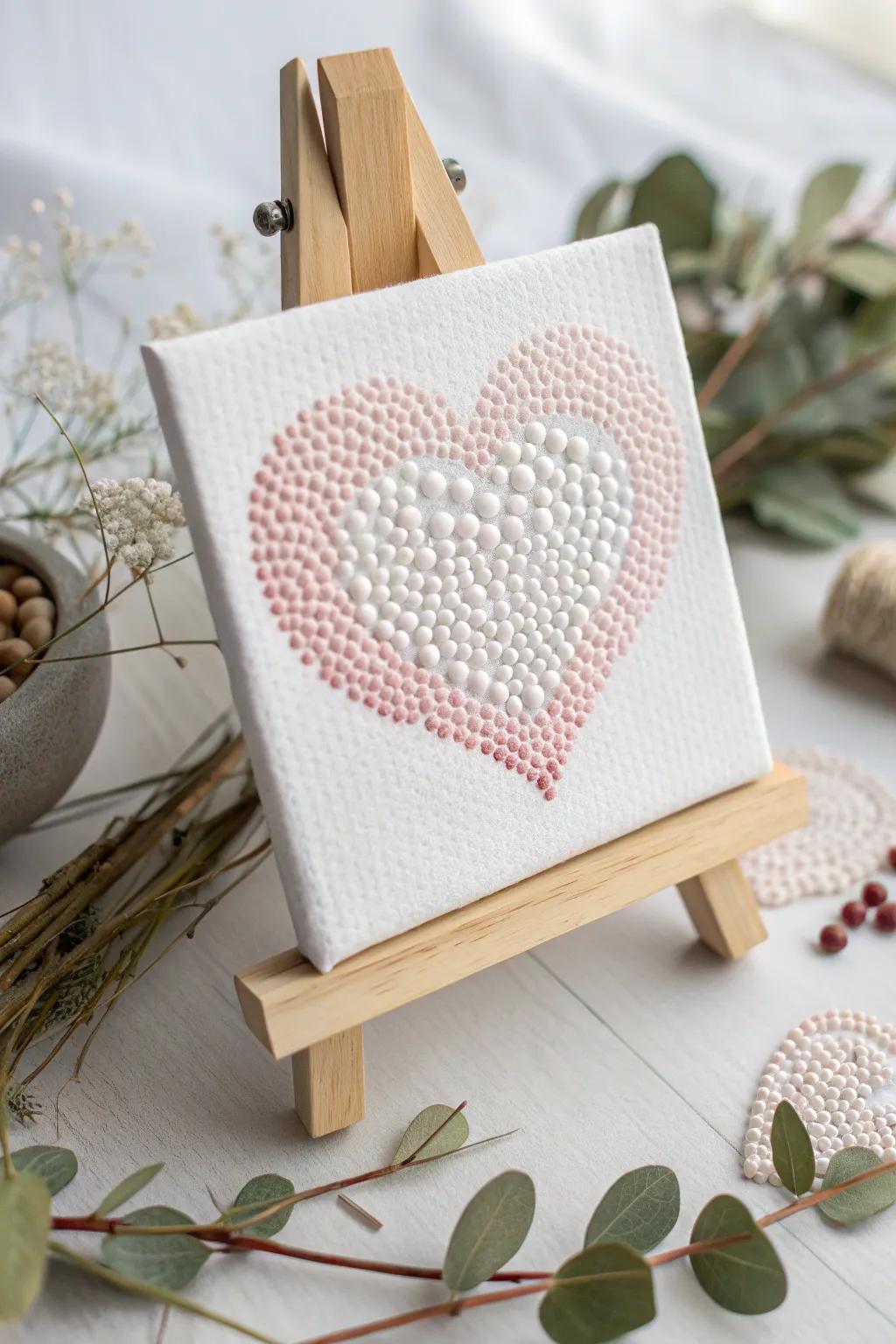Discover the art of Q-tip stippling and create your own heart canvas masterpiece. Embrace simplicity with a touch of elegance.