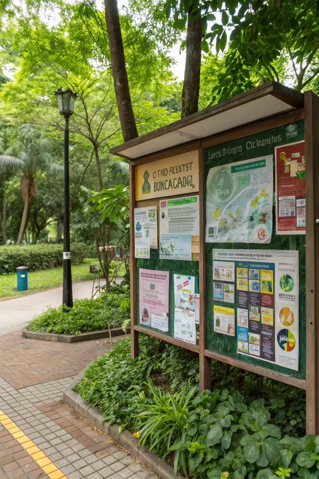 Eco-friendly tips on the bulletin board promoting sustainable community living.