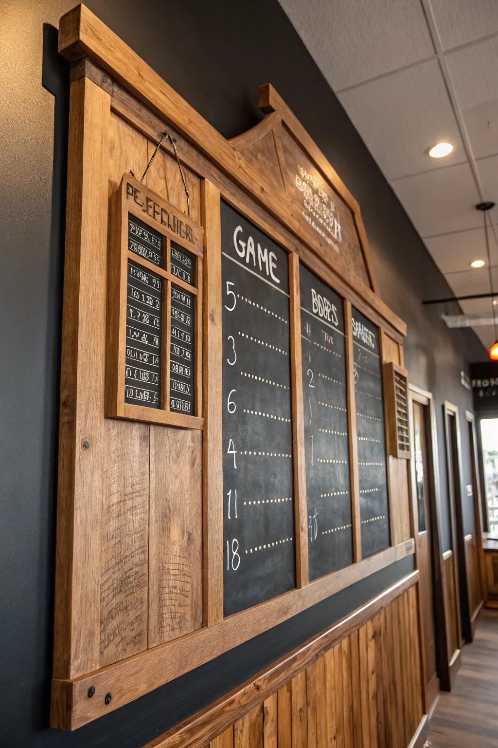 Craft your own game day ambiance with this interactive scoreboard poster, blending functionality with masculine charm.