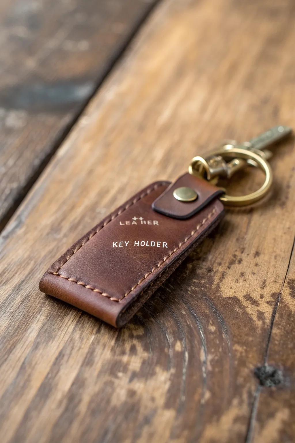 Elevate his everyday carry with a custom leather key holder, crafted with care and engraved just for him.