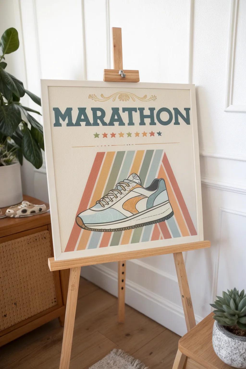 Embrace the past with a retro-inspired marathon poster that adds a nostalgic twist to your decor.