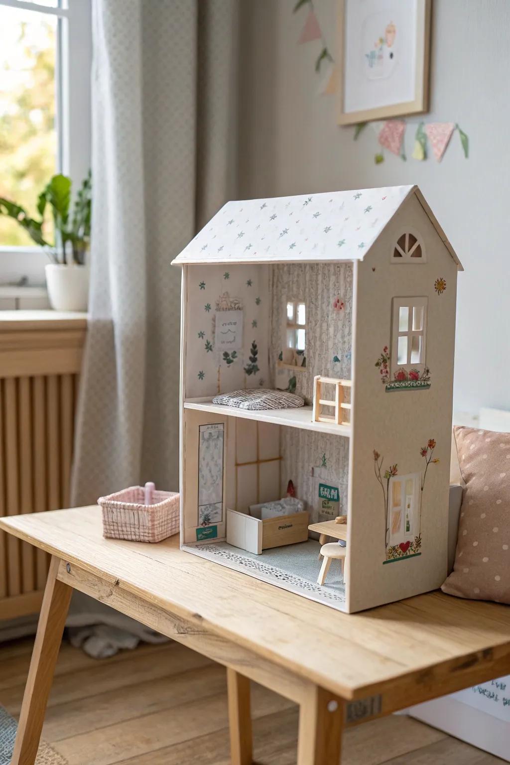 Transform an ordinary shoe box into a charming dollhouse with Scandinavian flair.