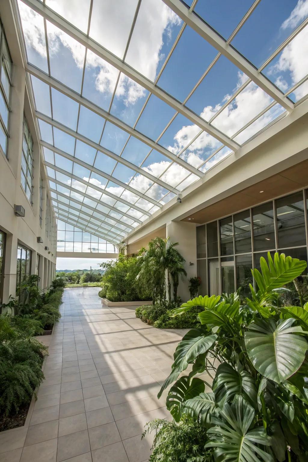 A retractable roof offers versatility and connection to the outdoors.