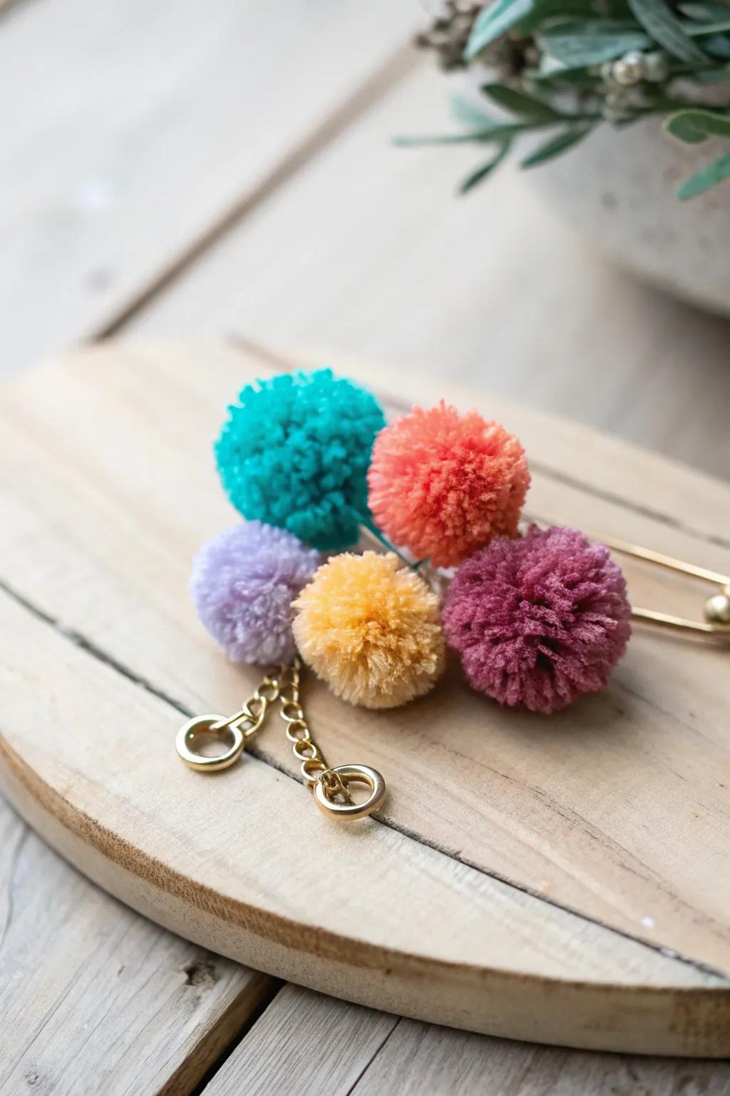 Brighten your outfit with a touch of whimsy; explore the art of colorful pom-pom brooches!