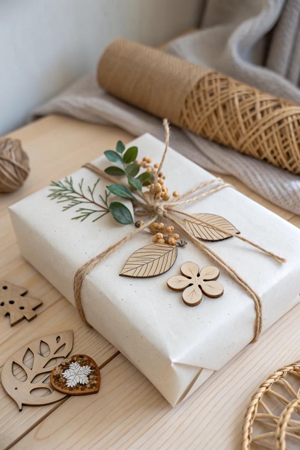 Transform your gift wrapping with the timeless elegance of wood veneer accents for a natural touch of beauty.
