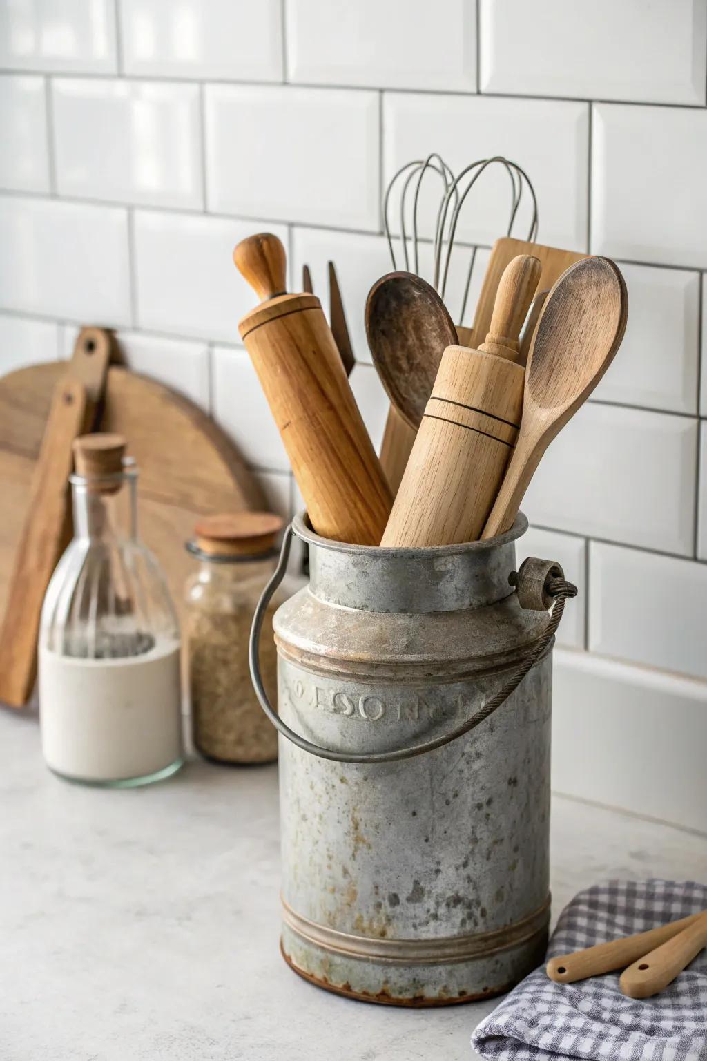 Transform vintage charm into practical elegance with this enchanting kitchen storage idea.