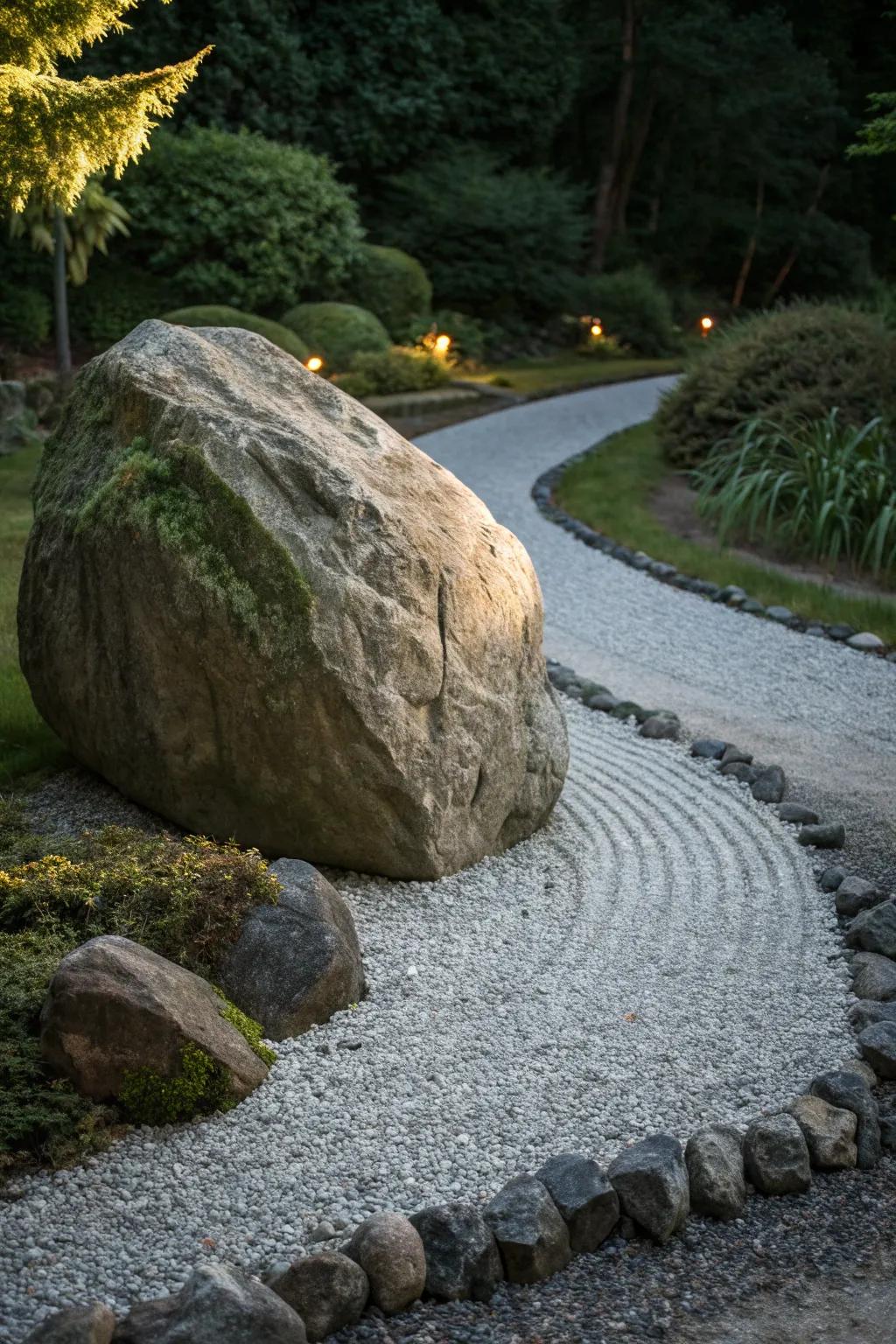 Embrace nature's elegance with boulder-crafted driveway edges.
