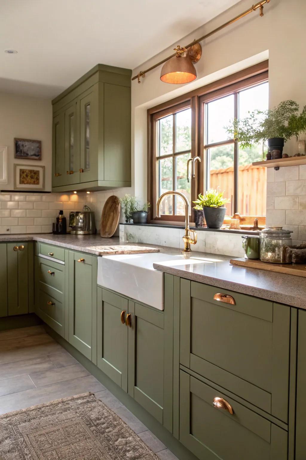 Olive green provides an understated elegance and a natural touch.
