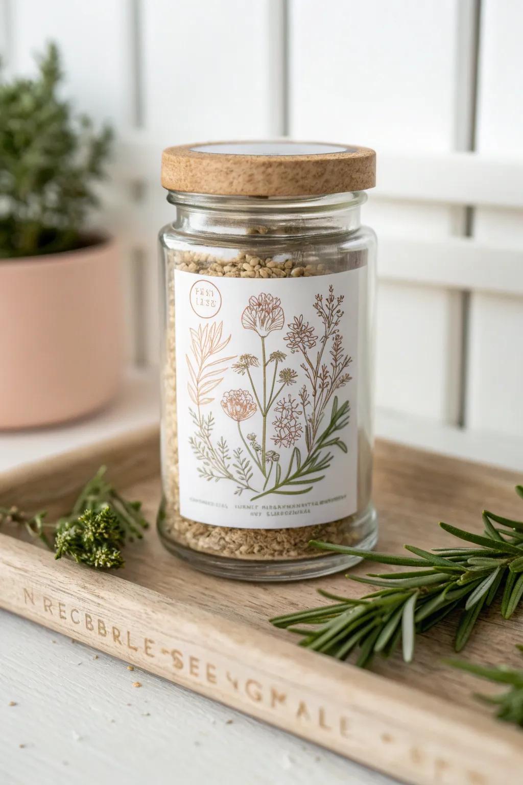 Transform your kitchen into an art gallery with illustrative labels—where every spice jar tells a story.
