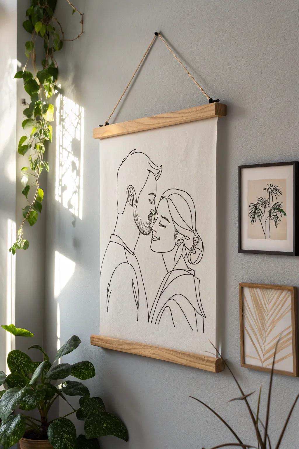 Craft your love story with minimalist DIY wall art, a perfect blend of simplicity and sentiment.