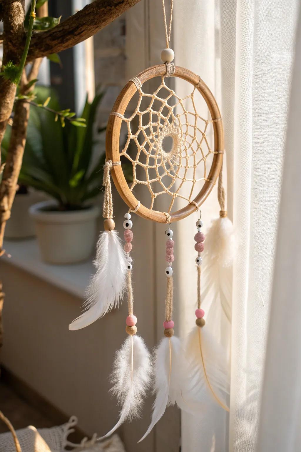 Capture dreams with a touch of boho elegance. 🌿✨ #DIYDreamcatcher #BohoChic