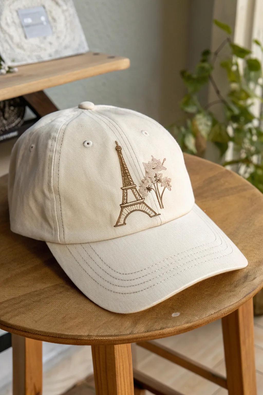 Capture your wanderlust with bespoke embroidery: a chic nod to Parisian adventures.