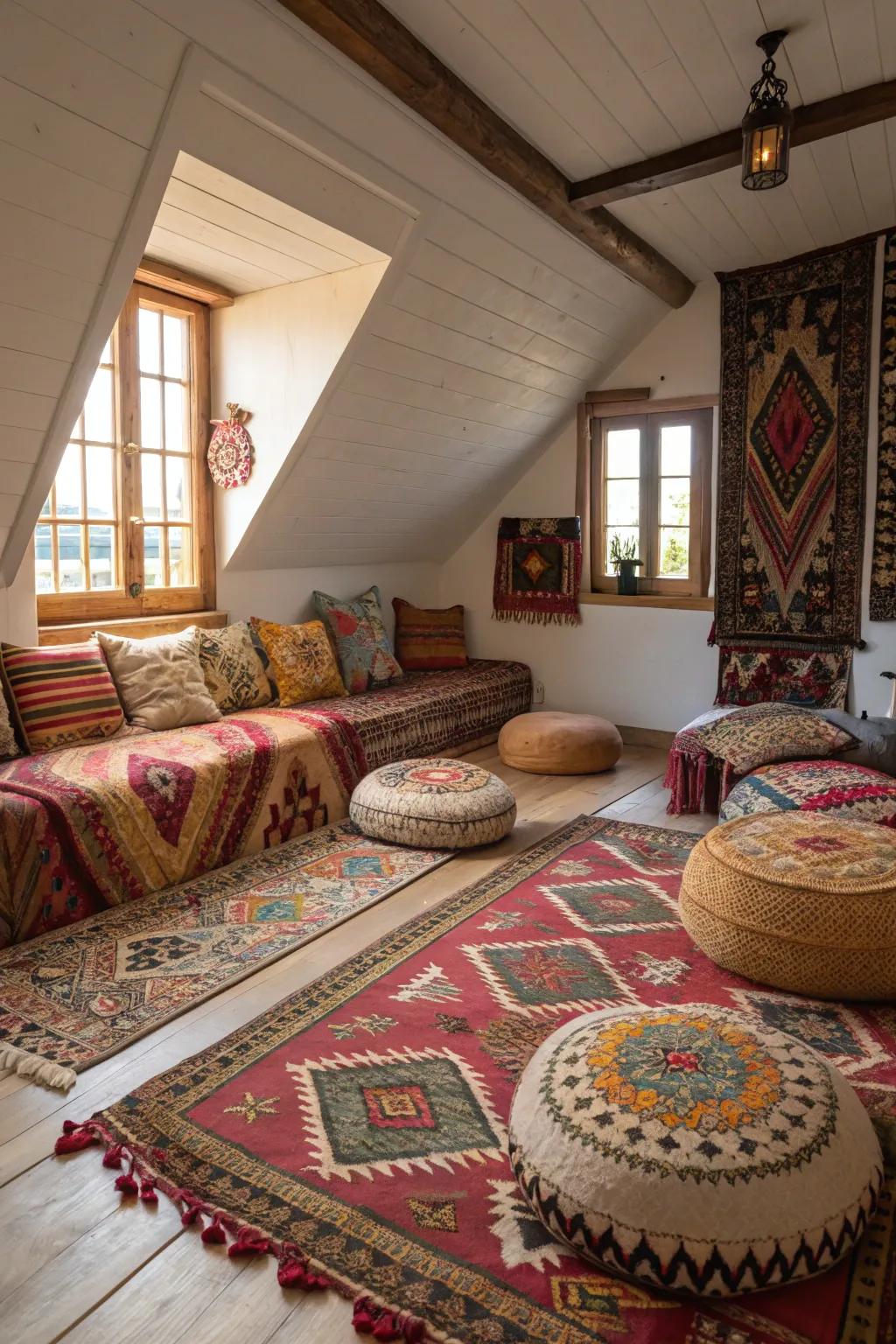 Decorative elements bring warmth and personality to small attics.