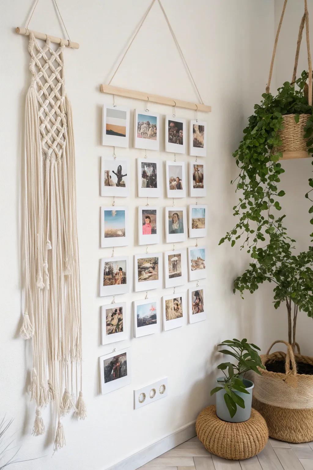Craft your memories into art with a minimalist photo collage, perfect for your Scandinavian-inspired space.