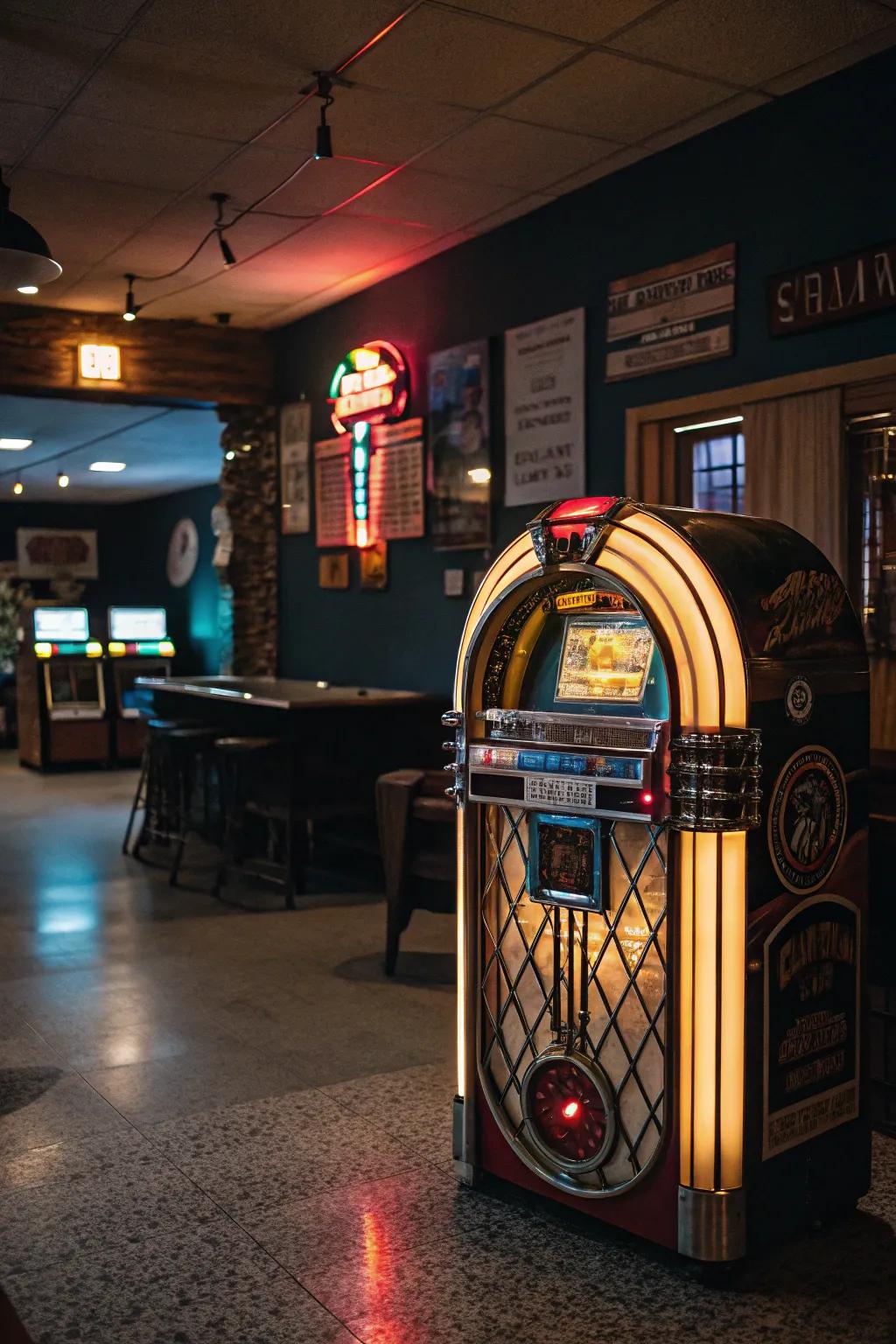 A jukebox adds musical nostalgia to your space.