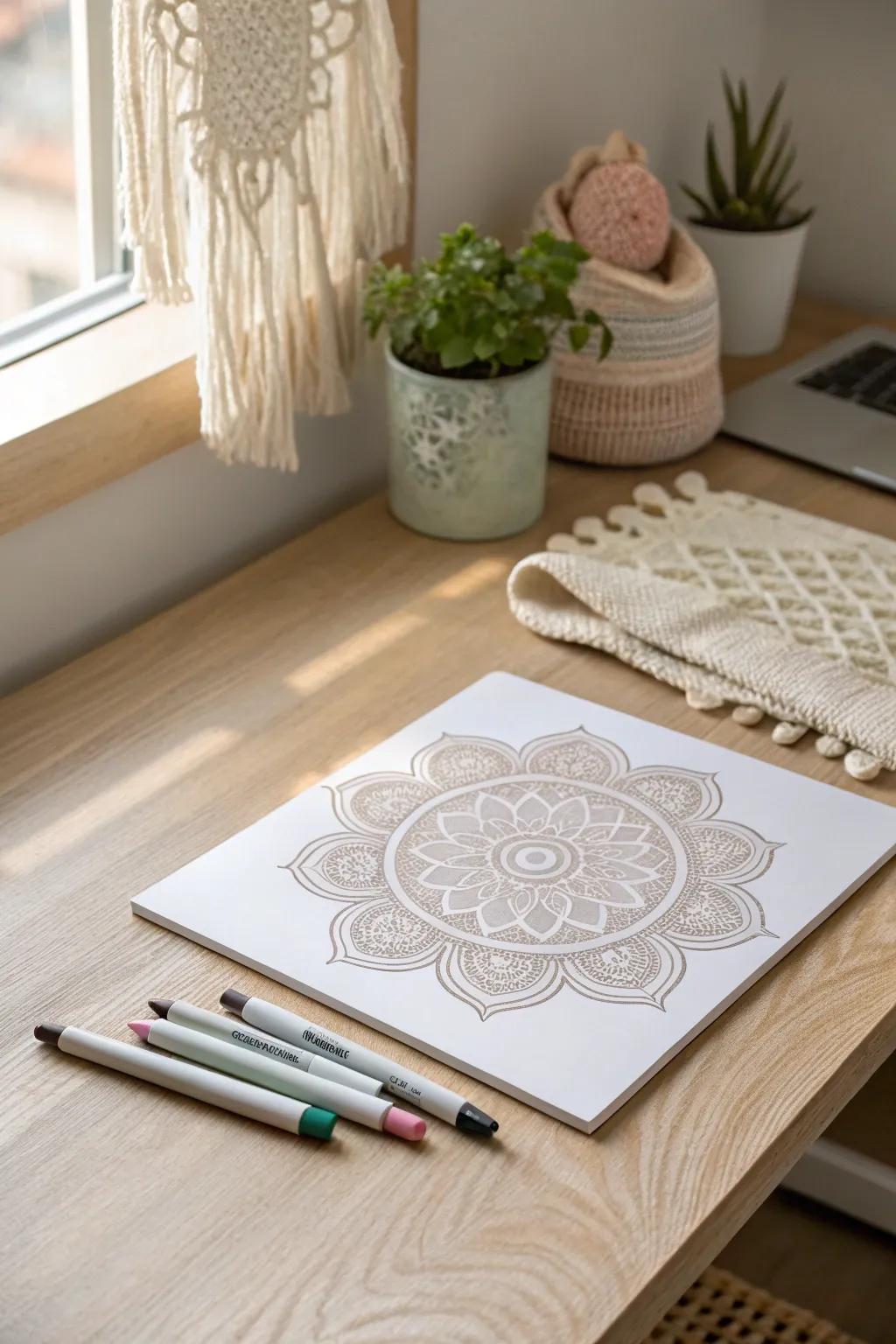 Discover the art of symmetry with marker stencils: where precision meets creativity in a minimalist setting.