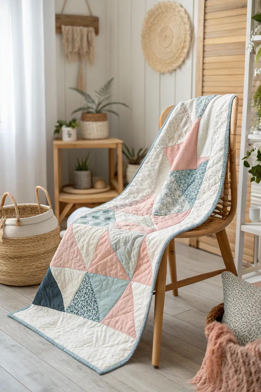 Discover the art of blending textures with this stunning mixed media quilt.