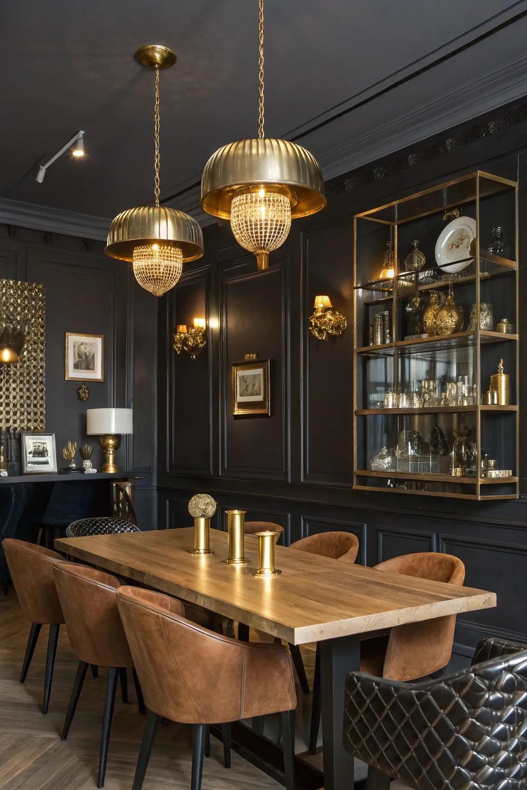 Metallic accents provide a luxurious touch.