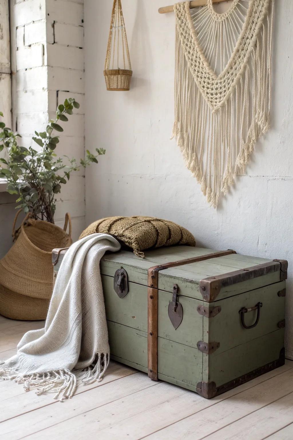 Transform your vintage trunk with eco-friendly paints for a sustainable and stylish makeover.