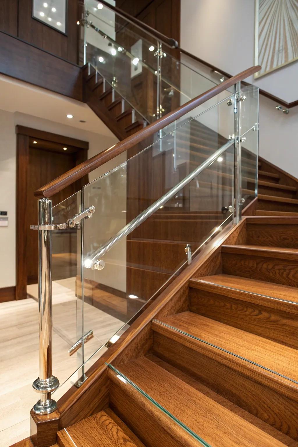Elevate your staircase design with sleek Lucite handrails for a modern, sophisticated touch.
