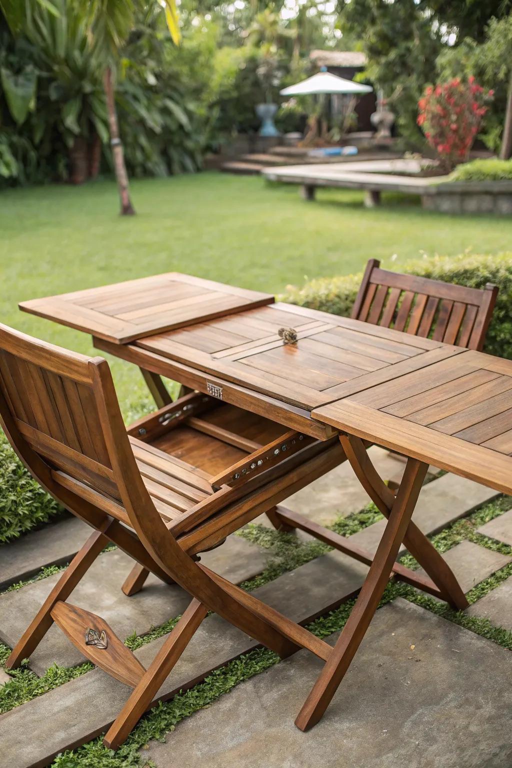 Ingenious Craftsmanship: A Foldable Dining Table for Your Outdoor Oasis