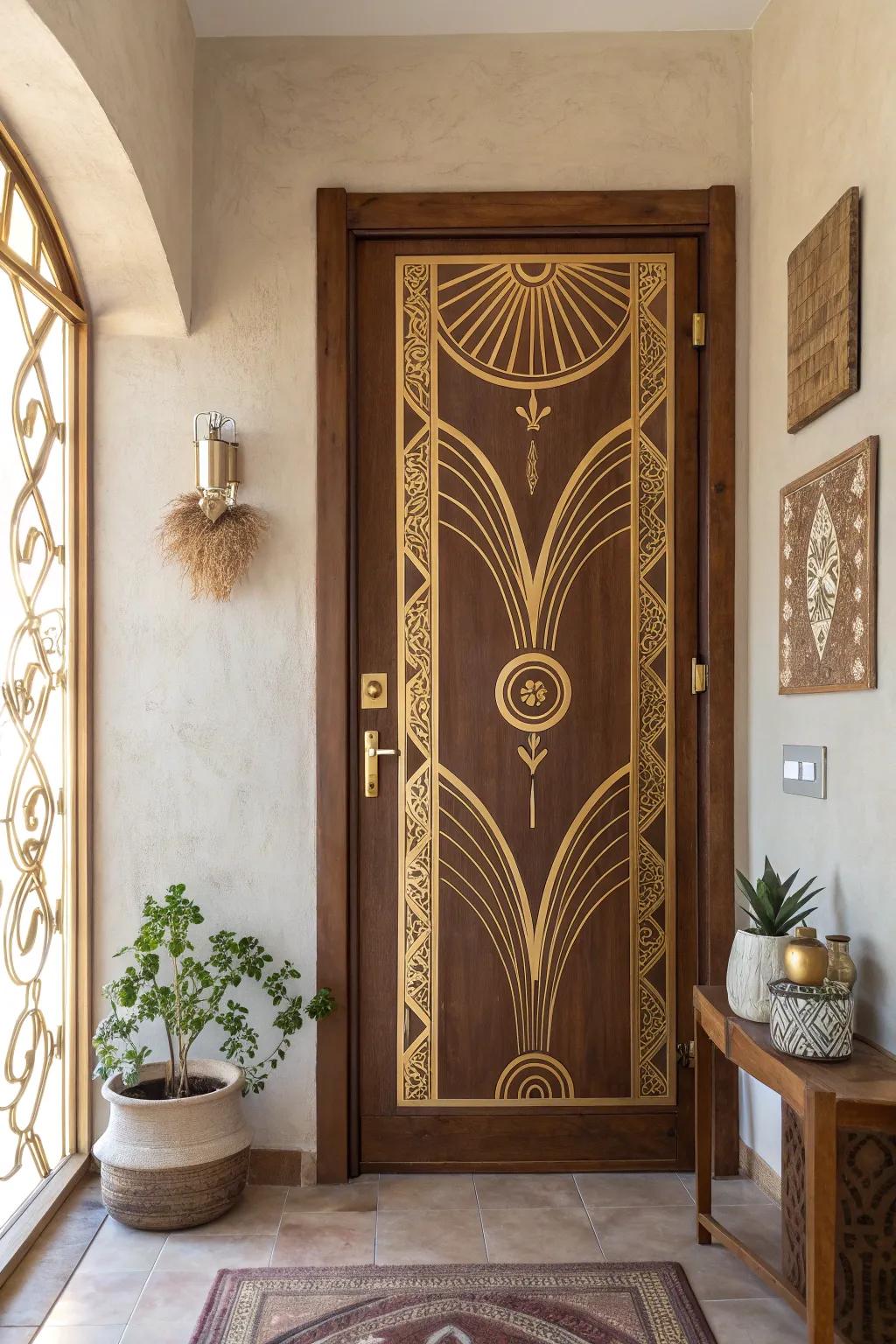 Add a touch of 1920s glamour to your space with a stunning Art Deco painted door.