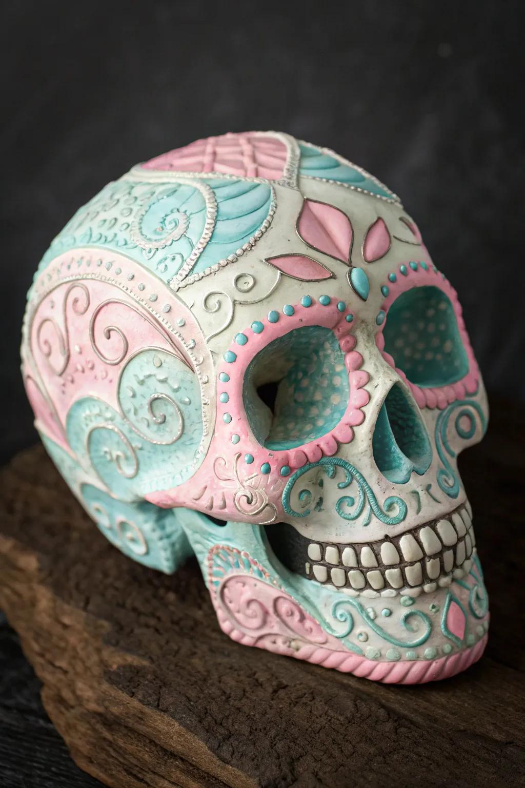 Sweet Candy Skull: A playful twist on traditional designs, perfect for art and craftsmanship enthusiasts.