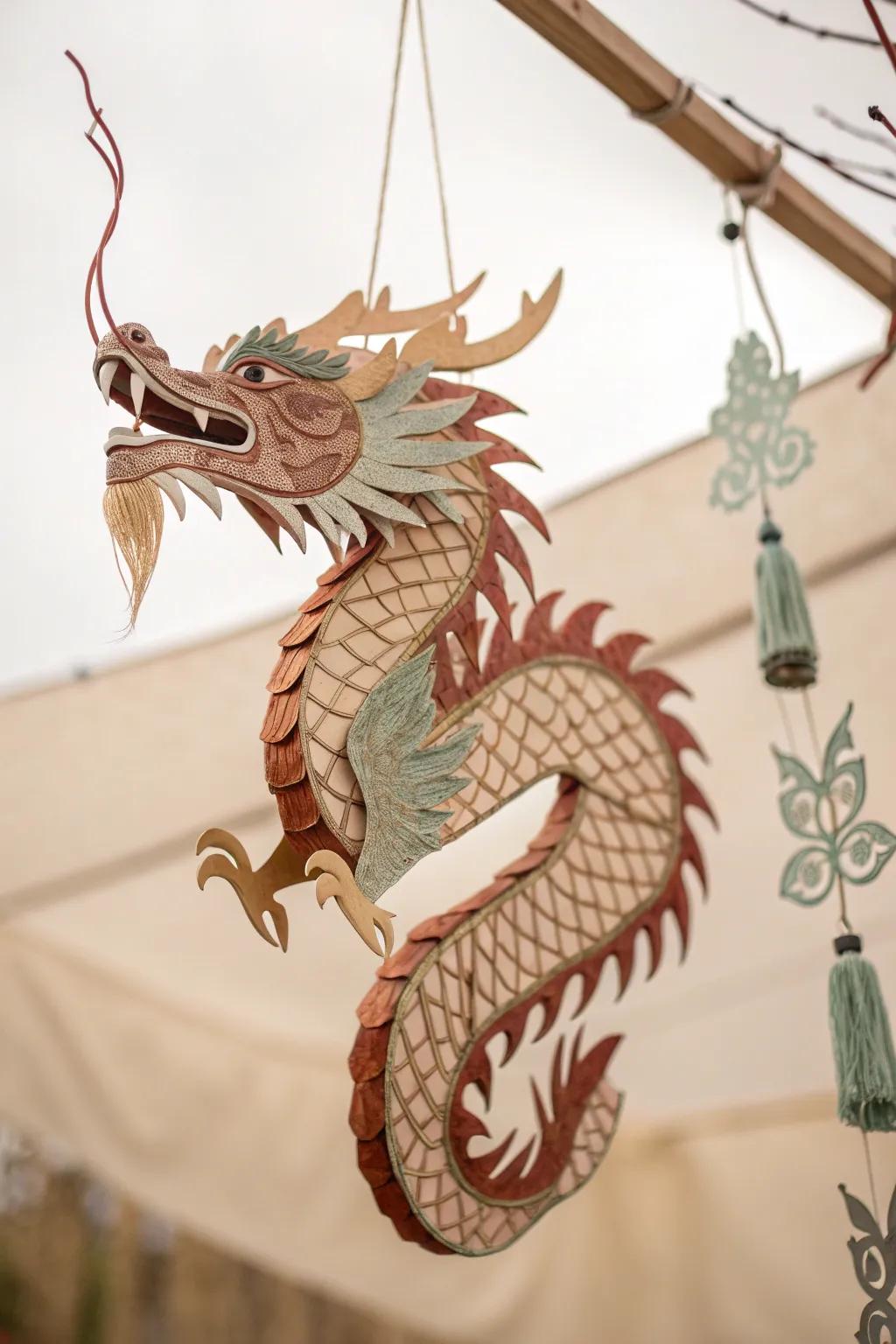 Discover the elegance of cultural fusion with this exquisite paper dragon puppet, a tribute to Asian and European artistry. #Craftsmanship #MinimalistBoho