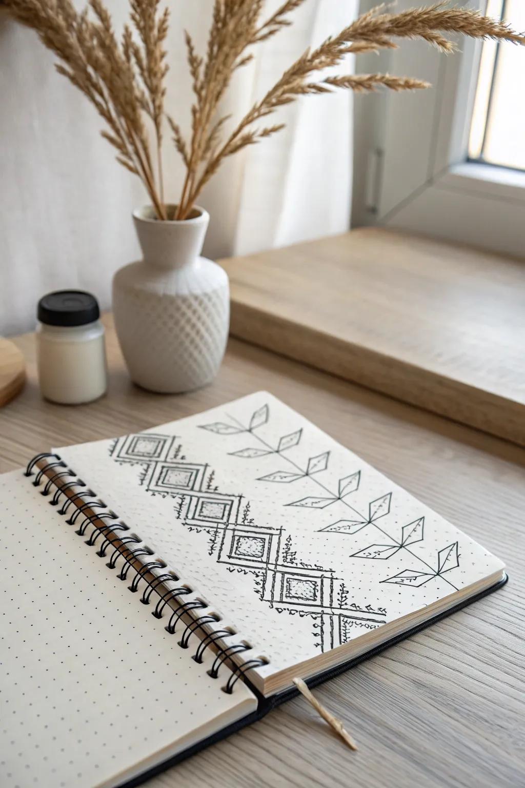 Embrace the art of crosshatch charm—where simplicity meets elegance.