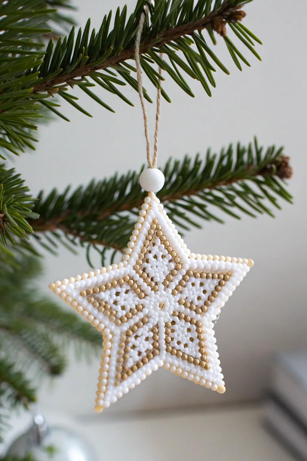 Add a touch of minimalist charm to your holiday decor with these handcrafted perler bead ornaments.